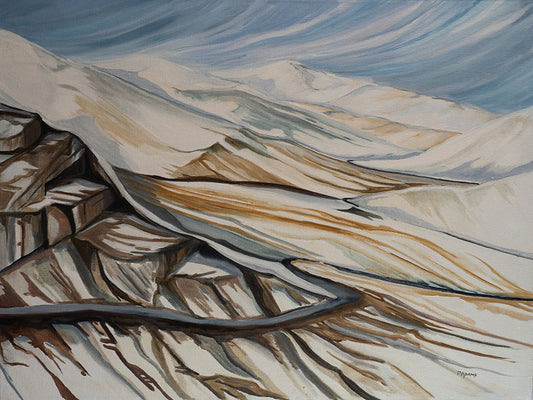 A landscape painting of the Dempster highway.