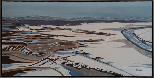 A landscape painting of lonely arctic tundra.